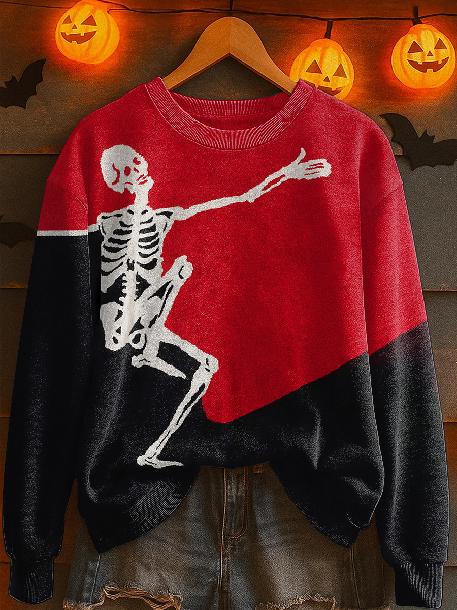 Women's Halloween Skull Print Casual Sweatshirt