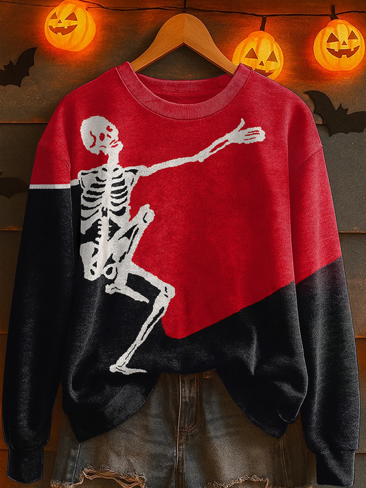 Women's Halloween Skull Print Casual Sweatshirt