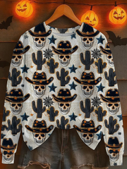 Women's Halloween Skull Print Sweatshirt