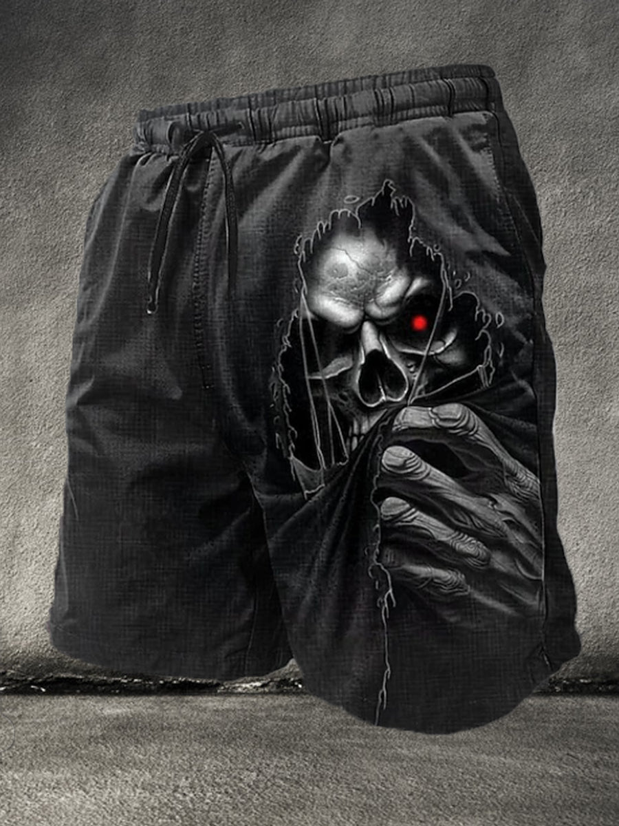 Men's Halloween Skull 3D Print Shorts