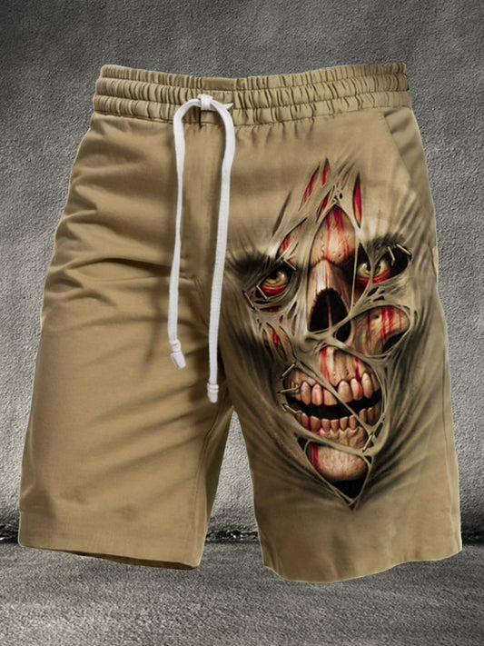 Men's Halloween Skull 3D Print Shorts