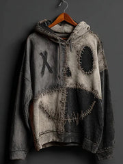 Women's Halloween Pumpkin Face Colorblock Patchwork Hoodie