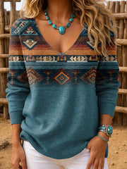 Women's Western Style Art Printed Tops