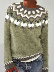 Women's Icelandic Sweater Crew Neck Loose Pullover