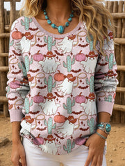 Women's Western Style Halloween Round Neck Top