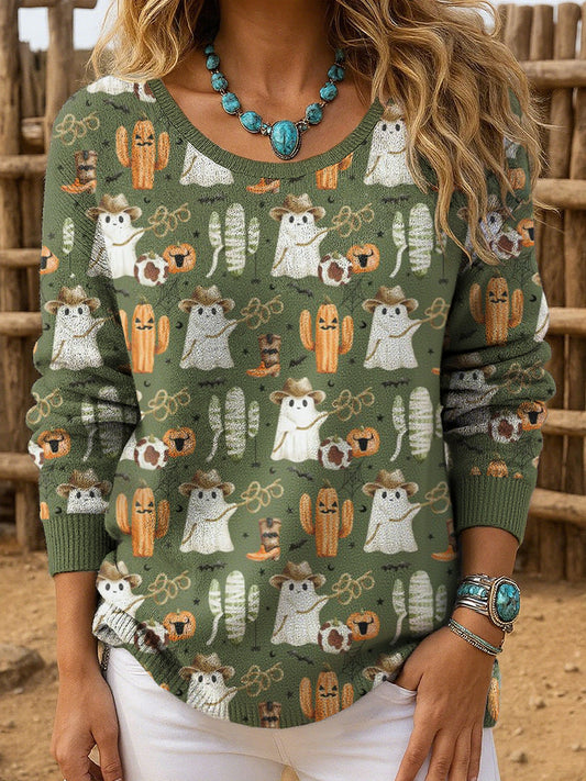 Women's Western Style Halloween Round Neck Top