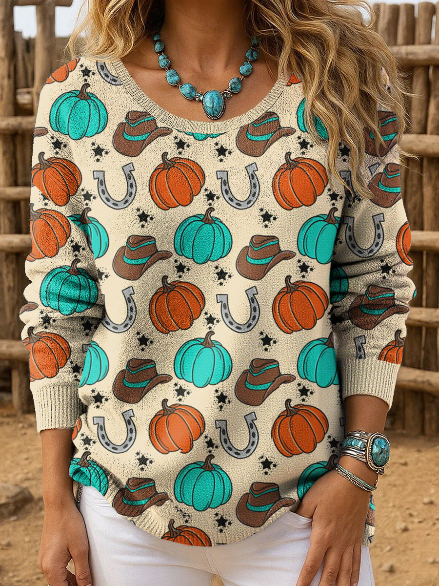 Women's Western Style Halloween Round Neck Top