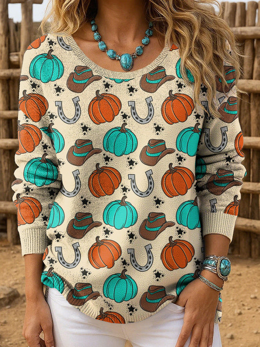 Women's Western Style Halloween Round Neck Top