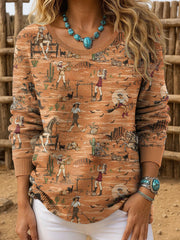 Women's Western Style Halloween Round Neck Top