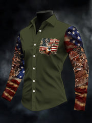 Men's Casual Western Style Contrast Color Shirt