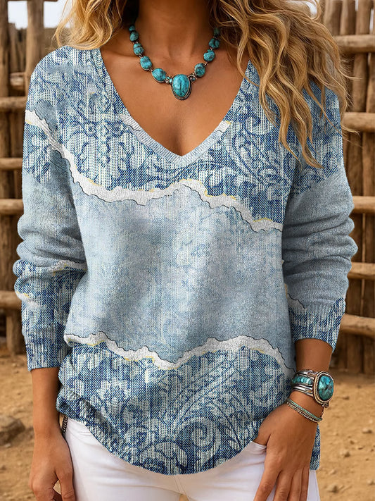 Women's Western Style Art Printed Tops