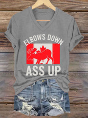 Women's  Elbows Down Ass Up Canada V-Neck Tee
