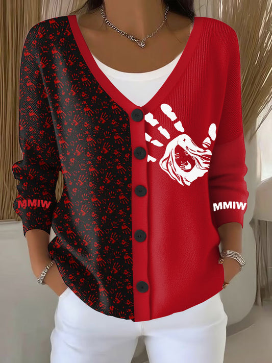 Women's MMIW Red Palm Cardigan