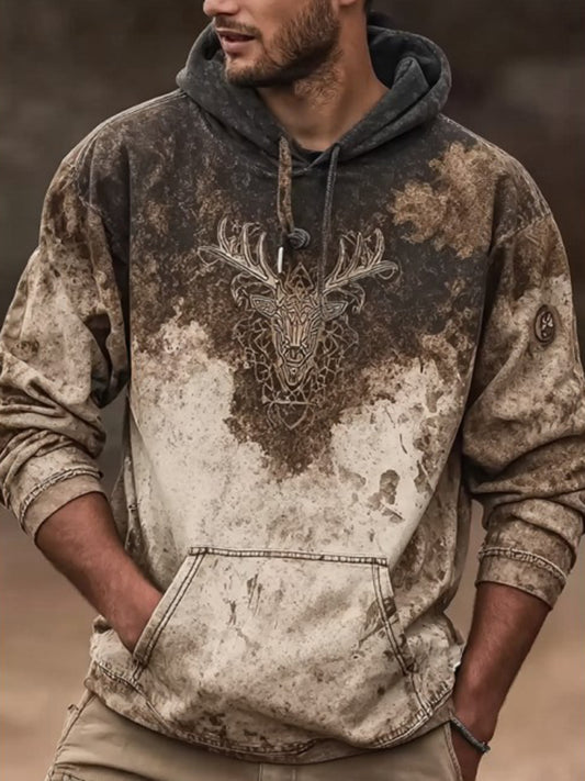 Men's Western Elk Printed Hoodie