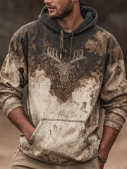 Men's Western Elk Printed Hoodie