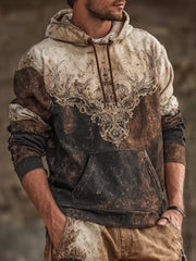 Men's Western Elk Printed Hoodie