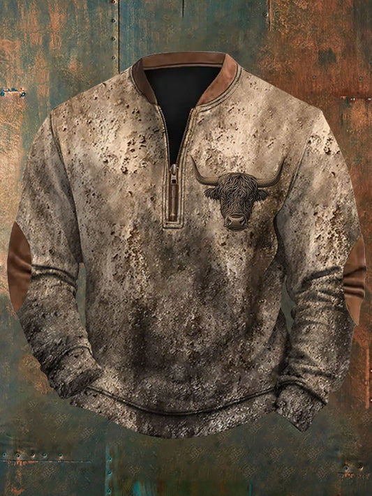 Men's Western Highland Cattle Printed Casual Sweatshirt