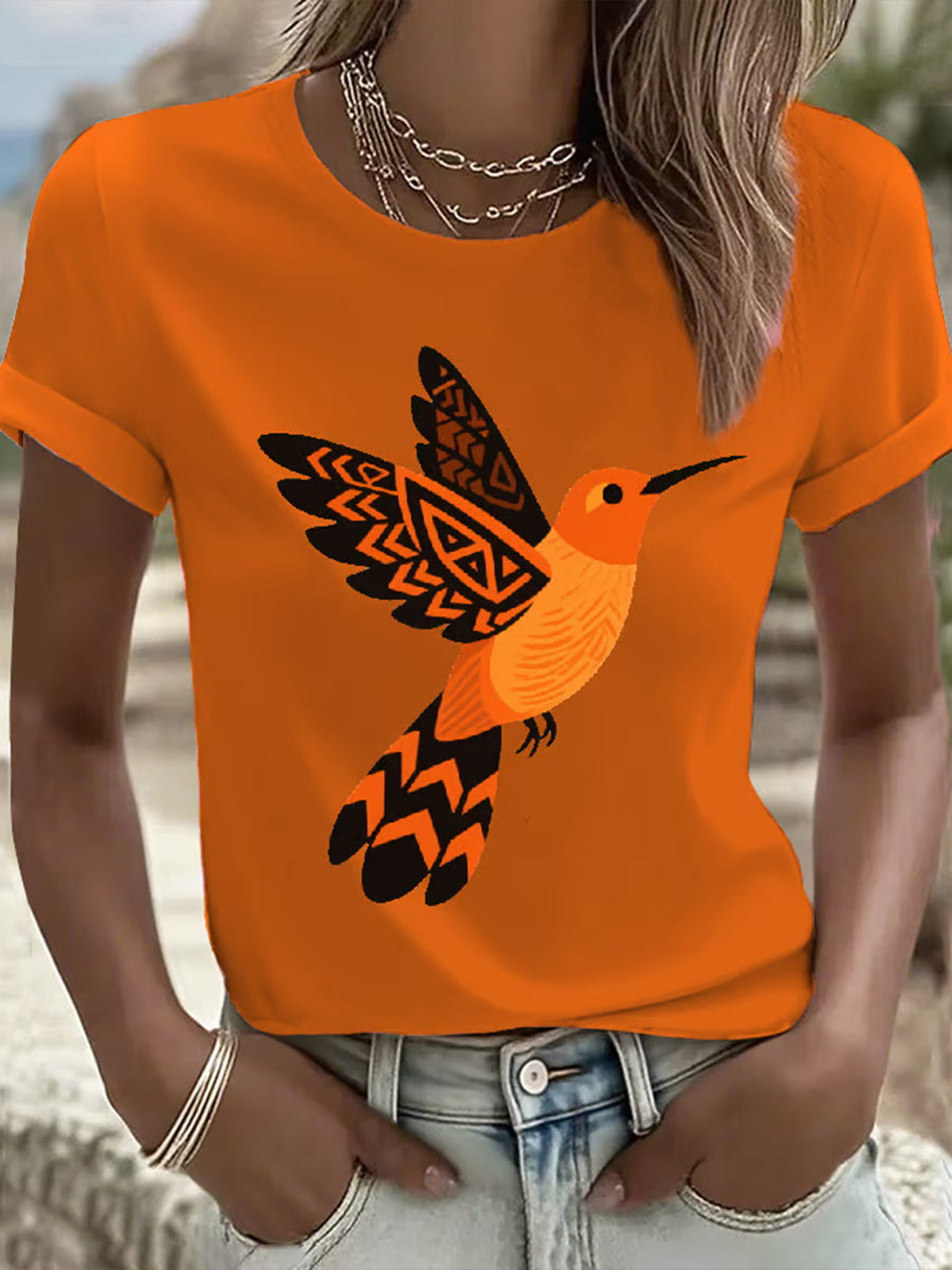 Women's Orange Shirt Daily Print Casual T-shirt