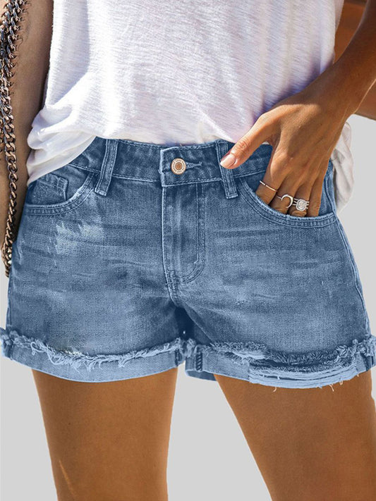 Women's Pug Print Denim Shorts