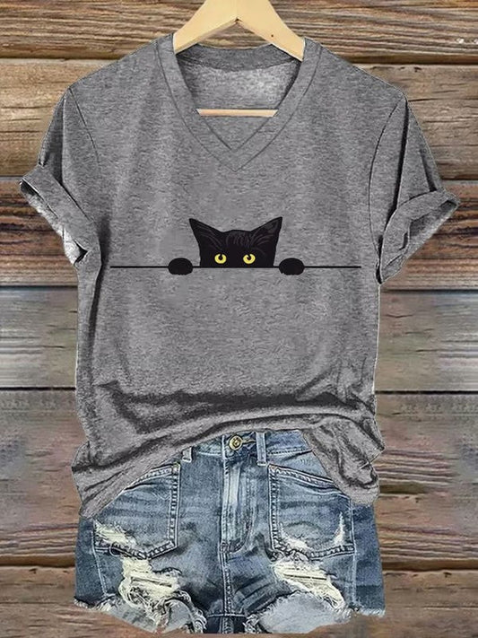 Women's Cute Cat Print Casual T-Shirt