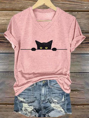 Women's Cute Cat Print Casual T-Shirt