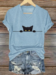 Women's Cute Cat Print Casual T-Shirt