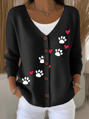 Women's dog paw knitted cardigan
