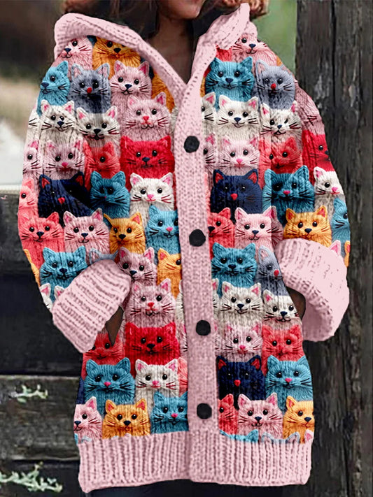 Women's Cute Cat Print Hoodie