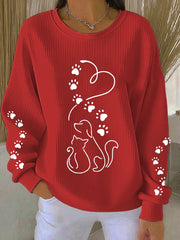 Women's Cute Cat And Dog Silhouette Print Sweatshirt