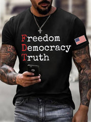 Men's Freedom Democracy Truth Printed T-shirt