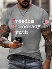 Men's Freedom Democracy Truth Printed T-shirt