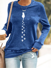Women's Cat Printed fitted sweatshirt