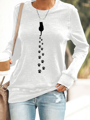 Women's Cat Printed fitted sweatshirt