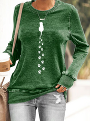 Women's Cat Printed fitted sweatshirt