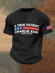 Men's Commemorative Leader A TRUE PATRIOT  Waffle Short Sleeve T-Shirt