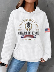 Women's Defeated Death So You Can Live R.I.P Charlie Kirk Waffle Hoodie