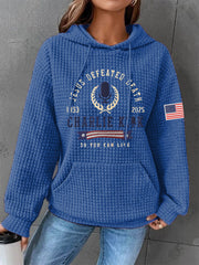 Women's Defeated Death So You Can Live R.I.P Charlie Kirk Waffle Hoodie