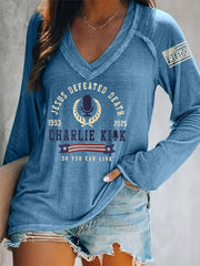 Women's Jesus Defeated Death, So You Can Live R.I.P Charlie Kirk Long-Sleeve T-Shirt