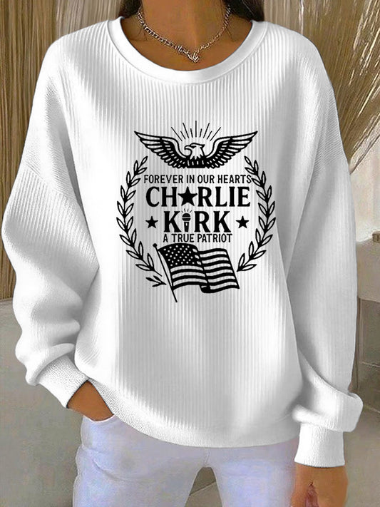Women's R.I.P Charlie Kirk Casual Loose Long Sleeve Sweatshirt