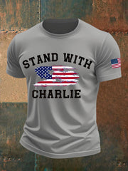 Men's Charlie Kirk imitation cotton short-sleeved T-shirt