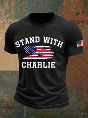 Men's Charlie Kirk imitation cotton short-sleeved T-shirt