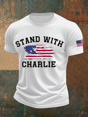 Men's Charlie Kirk imitation cotton short-sleeved T-shirt
