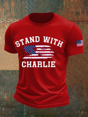 Men's Charlie Kirk imitation cotton short-sleeved T-shirt