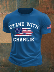 Men's Charlie Kirk imitation cotton short-sleeved T-shirt