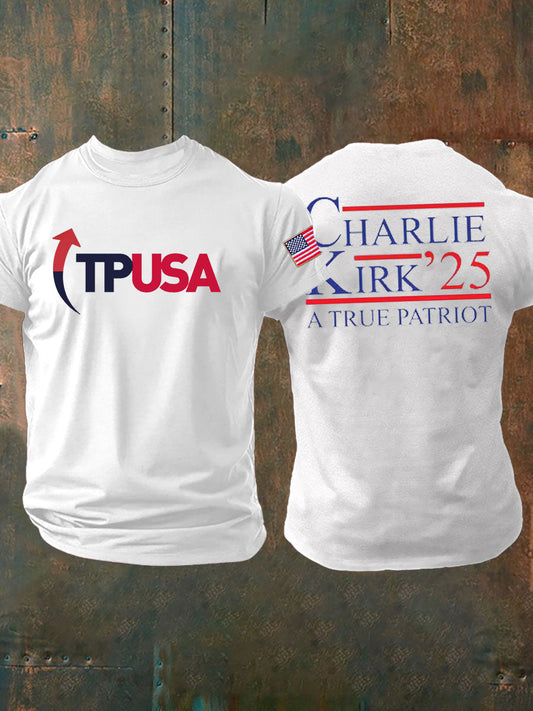 Men's Charlie Kirk Turning Point imitation cotton short-sleeved T-shirt