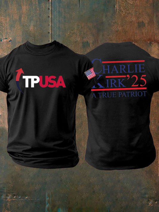 Men's Charlie Kirk Turning Point imitation cotton short-sleeved T-shirt