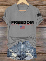 Women's Freedom Don't s Top Fighting R.I.P Charlie Kirk V-Neck Tee