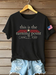 Women's Charlie Kirk Turning Point Iron On Short Sleeve T-Shirt