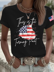 Women's Charlie Kirk Turning Point Iron On Short Sleeve T-Shirt