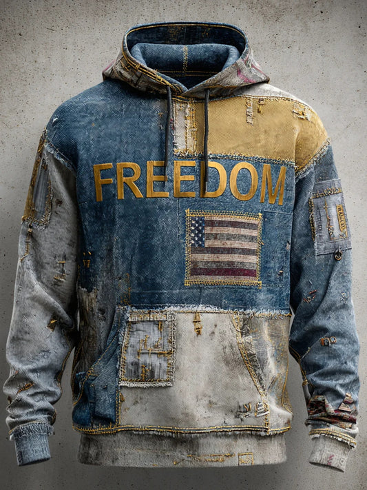 Men's Freedom Printed Casual Hoodie